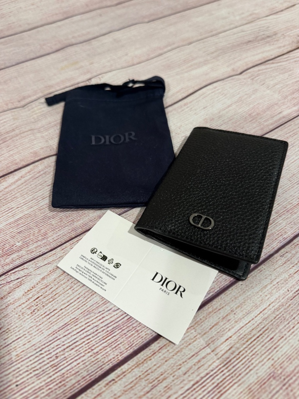 Dior Men's Card Holder Wallet Black Faux Leather No Box- Gifty